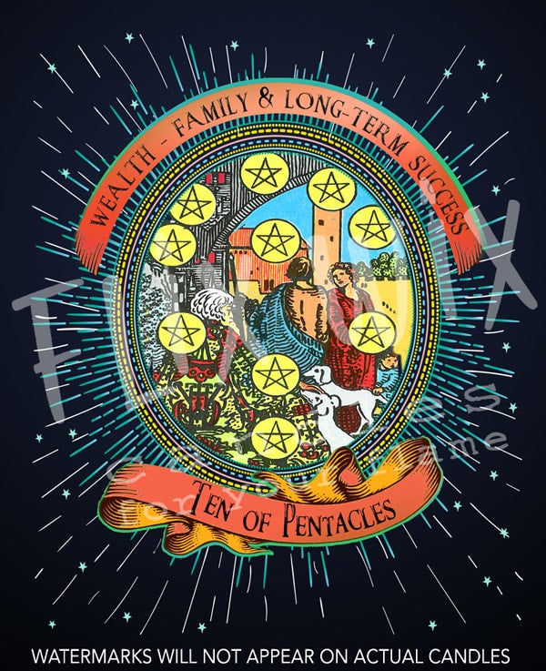 TEN of PENTACLES Tarot Candle | Flix Wix Candles